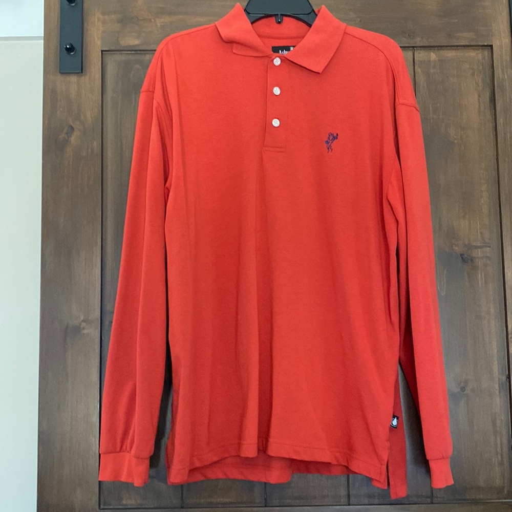 E916- Ashworth Dry Tech Weather Men's Sz L -Rusty/Orange EUC